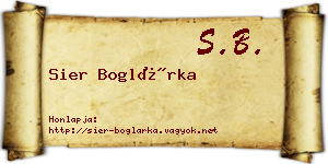 Sier Boglárka névjegykártya